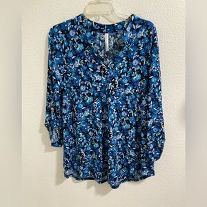Dear Scarlett Elegant Blue Floral Women's Blouse